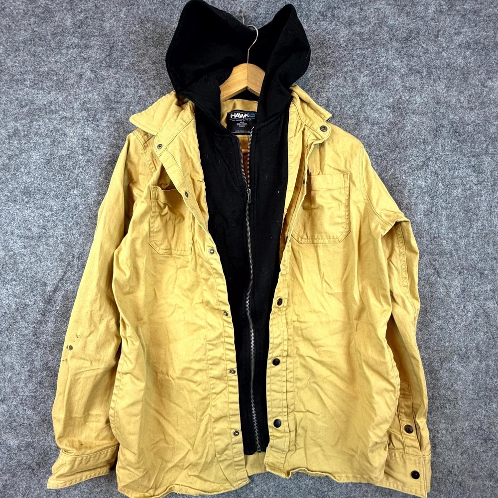 Tony Hawk Hybrid Shacket Hoodie Mens Medium Yellow Black Grunge Skater 90s‎